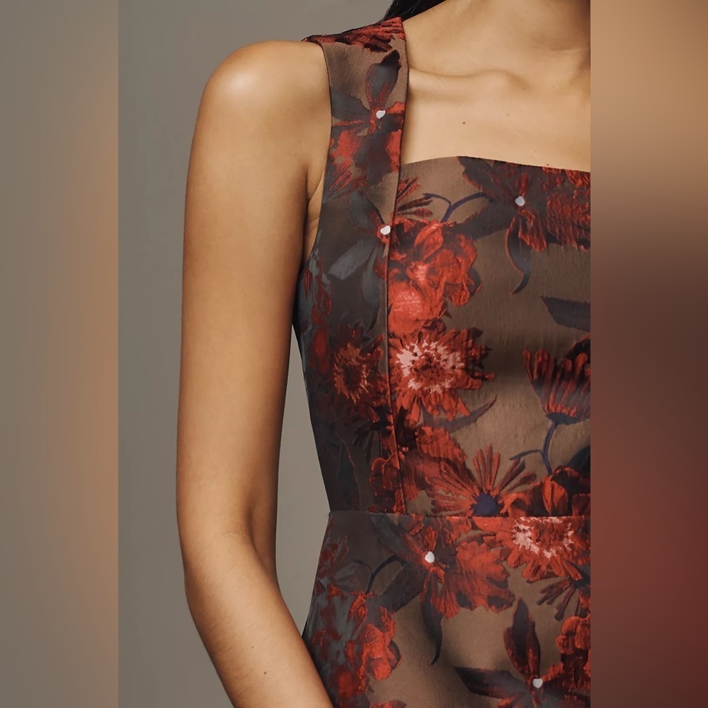 NWT! Anthropologie Endless Rose Square-Neck Jacquard Fit & Flare Mini Dress 🍟 - Picture 3 of 7